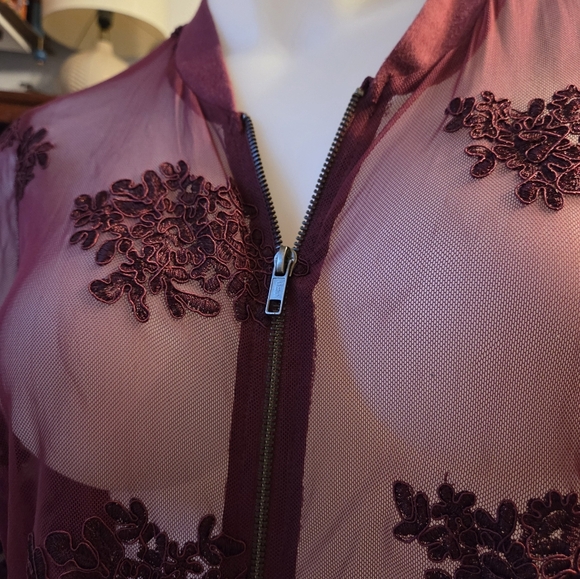 Torrid Burgundy Mesh Floral Cardigan - Picture 4 of 4